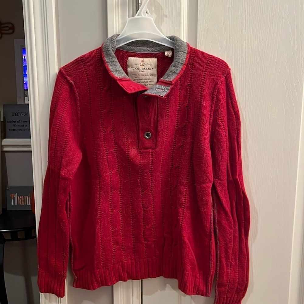 Tommy Bahama men’s crewneck three-quarter button up sweater size large